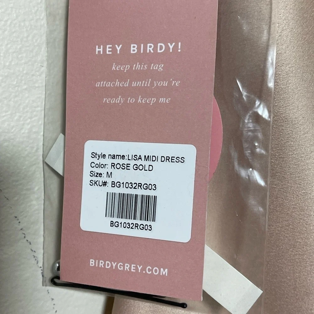 Birdy Grey Lisa Midi Slip Dress in Satin Rose Gold Sz. Medium